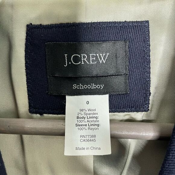 J. Crew Dark Navy Schoolboy Wool Blend Blazer Jacket Size 0 - Picture 4 of 5
